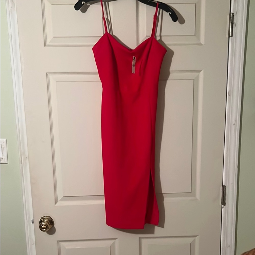 Express Red Sheath Midi Dress Spaghetti Strap